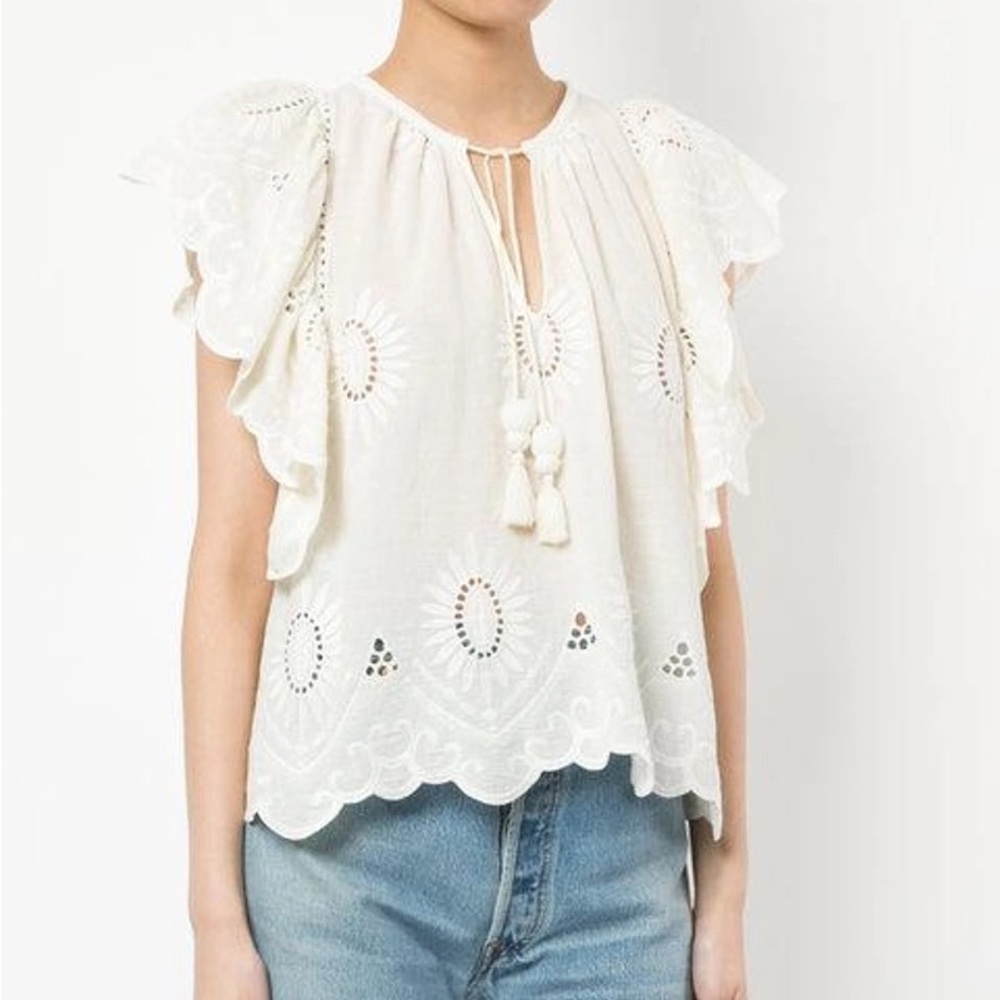 SEA Fiona Ruffle Eyelet Blouse